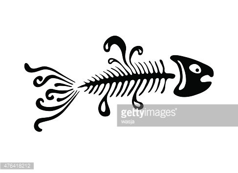 487x354 Black Fish Bone, Vector Illustration Premium Clipart