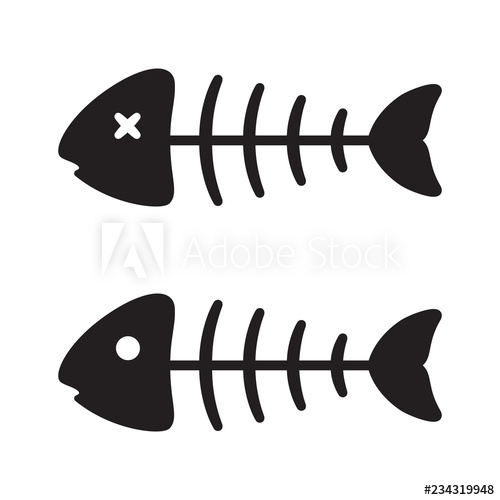 500x500 Fish Bone Vector Icon Salmon Tuna Logo Shark Dolphin Ocean Sea