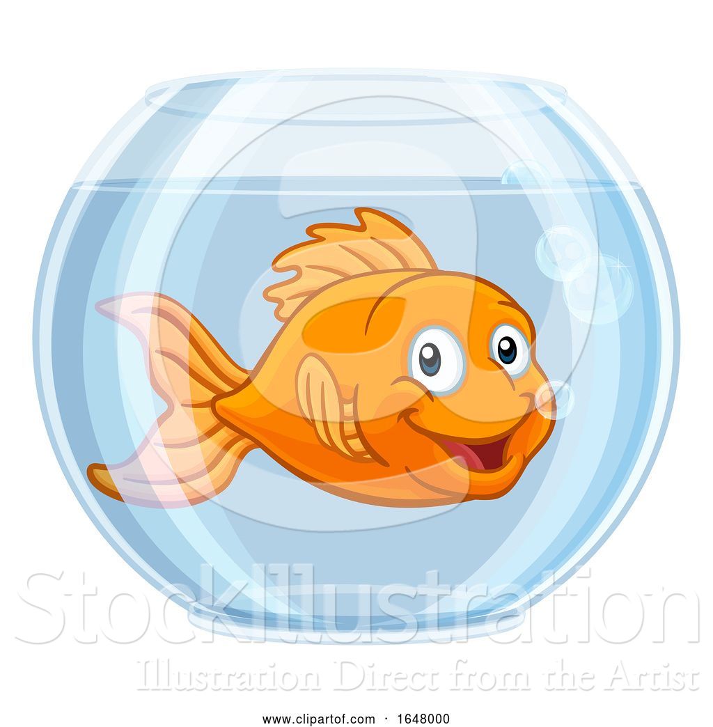 1024x1044 Vector Illustration Of Cartoon Goldfish In Gold Fish Bowl Cute