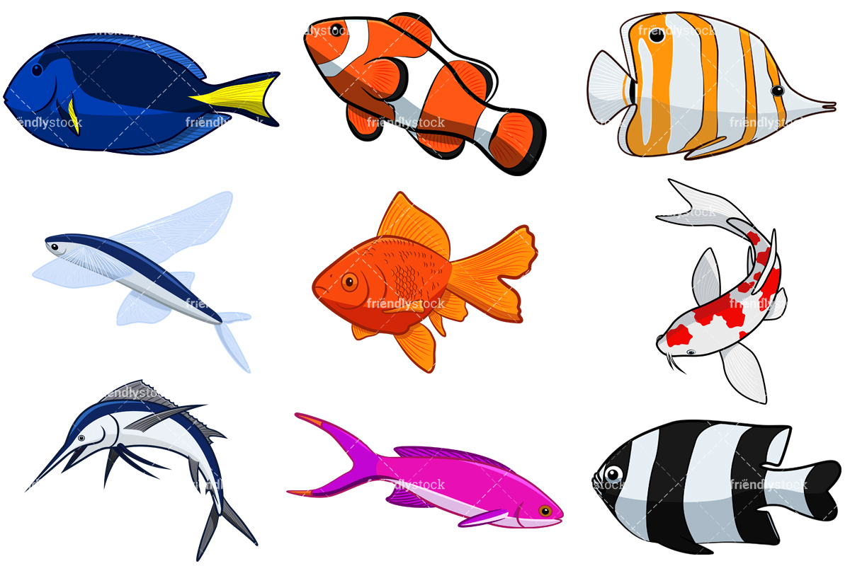 1200x800 Fish Cartoon Vector Clipart