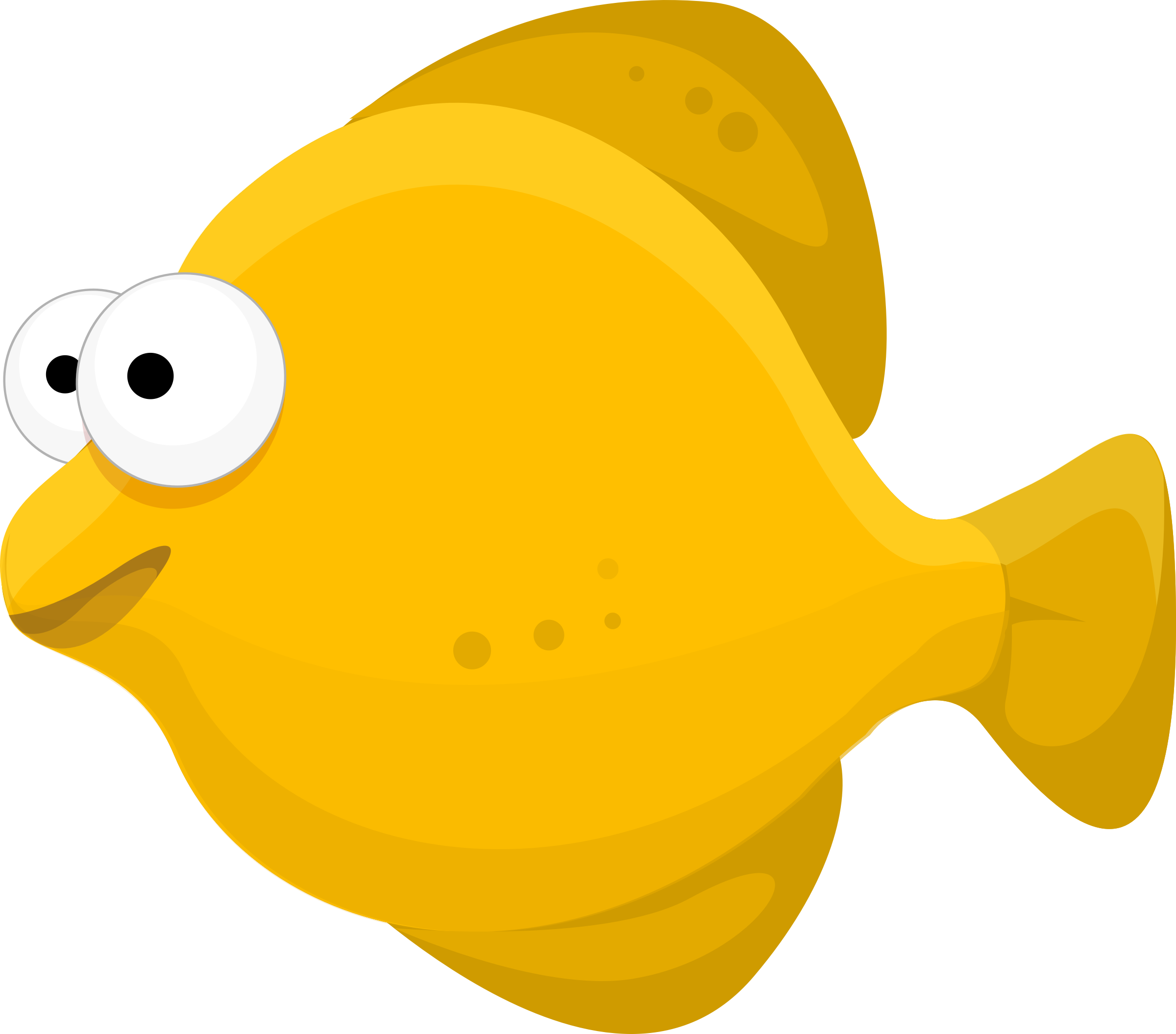 2400x2110 Yellow Fish Cartoon Vector Clipart Image