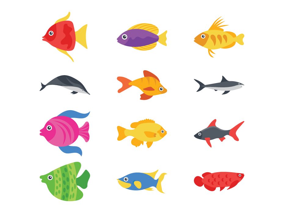 930x700 Cartoon Fish Vector Icons Frebers