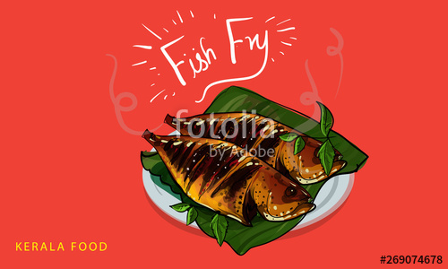 500x300 Kerala Food Fish Fry Vector Stock Image And Royalty Free Vector