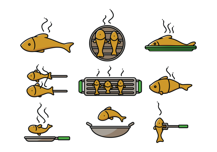 700x490 Fish Fry Icons Vector