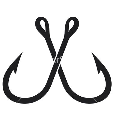 380x400 Two Crossed Fishing Hook Vector