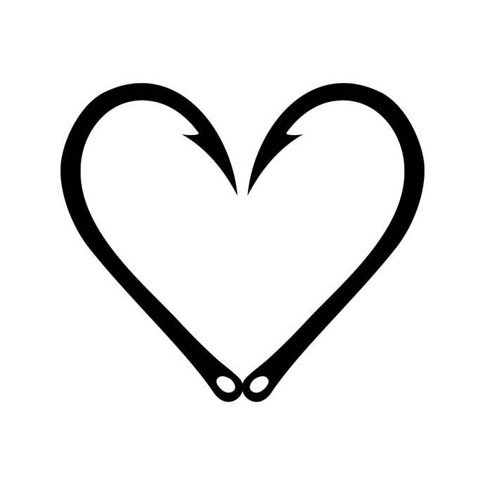 690x690 Fish Hook Heart Graphics Design Dxf