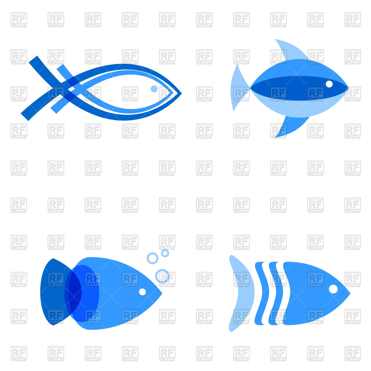 1200x1200 Set Of Blue Fish Icons Vector Image Of Icons And Emblems
