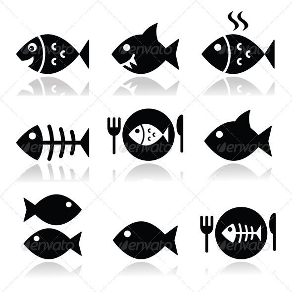 590x590 Fish, Fish On Plate, Skeleton Vector Icons Vectors Design Fish