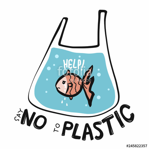 Fish Say No To Plastic Cartoon Vector Illustration Doodle Style 500x500 Fish Say No To Plastic Cartoon Vector Illustration Doodle Style