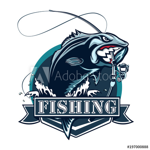 Perch Fish And Fishing Rod Logo Bass Fish Vector Illustration Can 500x500 Perch Fish And Fishing Rod Logo Bass Fish Vector Illustration Can
