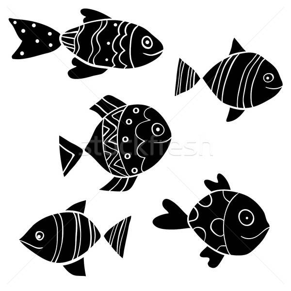 Cute Black Ornamental Vector Fish In Flat Cartoon Style Vector 600x600 Cute Black Ornamental Vector Fish In Flat Cartoon Style Vector