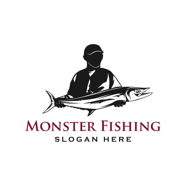 600x600 Monster Fishing Logo Vector Free Download