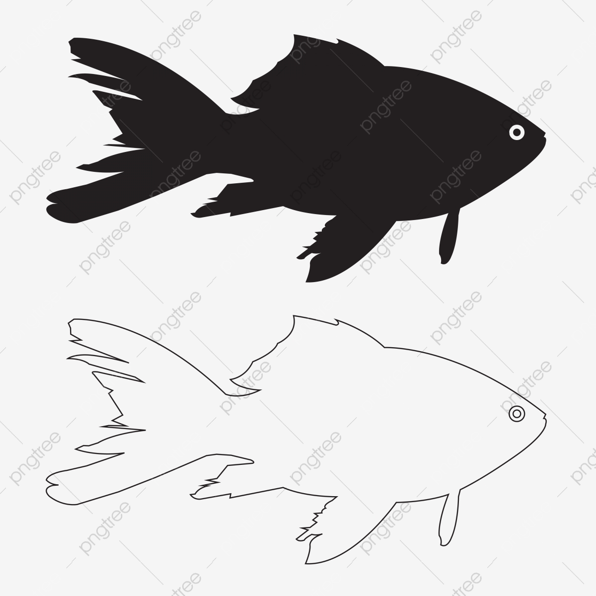 1200x1200 Fish Silhouette Outline Vector Icon Set, Fish, Silhouette