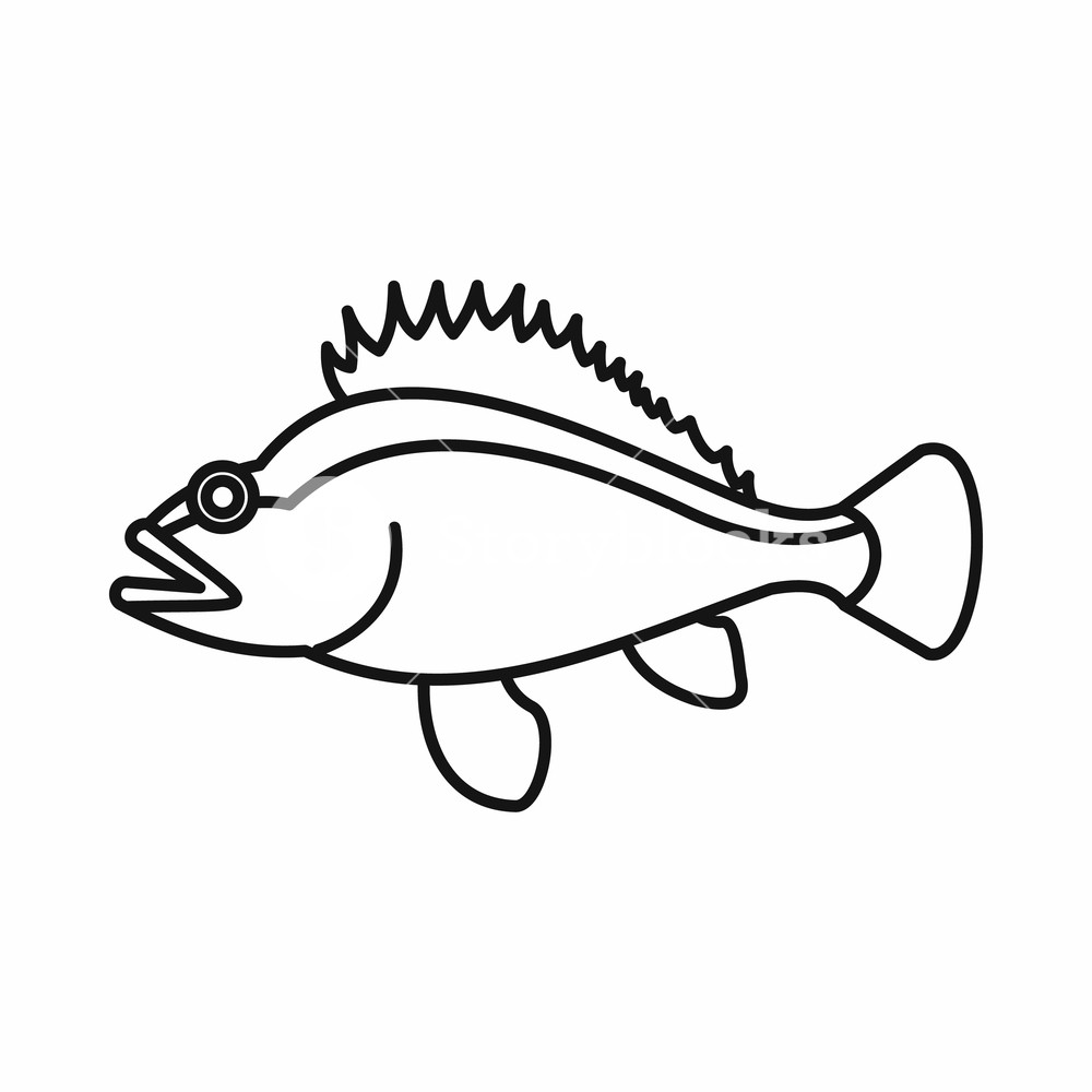 1000x1000 Rose Fish, Sebastes Norvegicus Icon In Outline Style Isolated