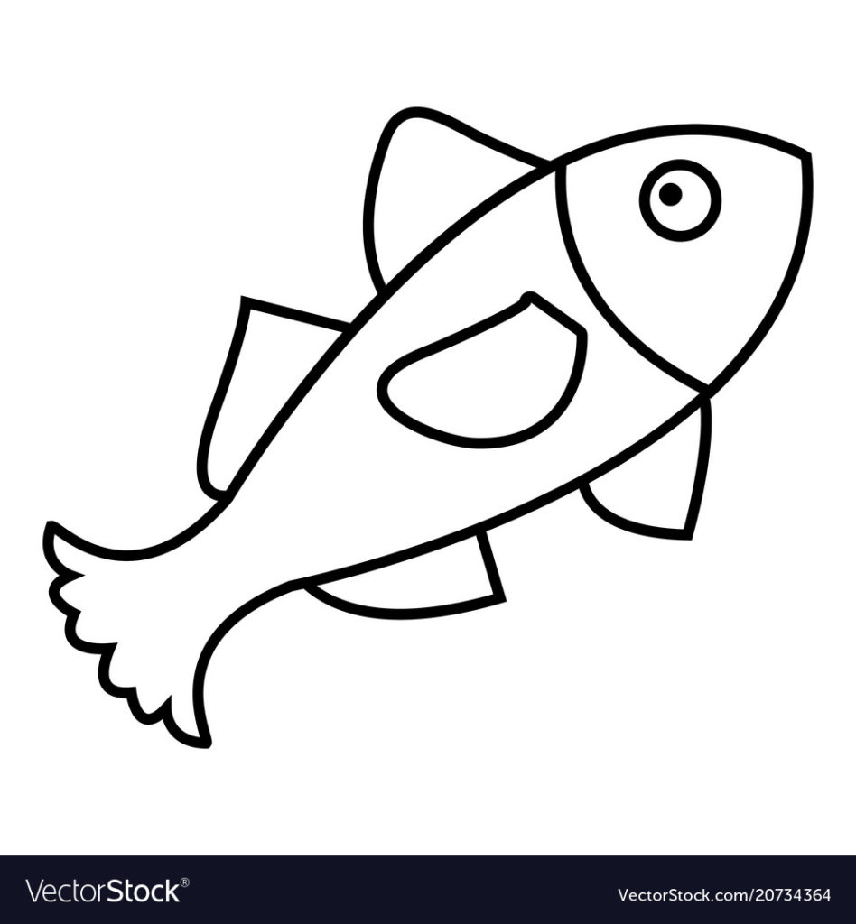 948x1024 Coloring Fish Outline Drawing Vector Excelent Picture