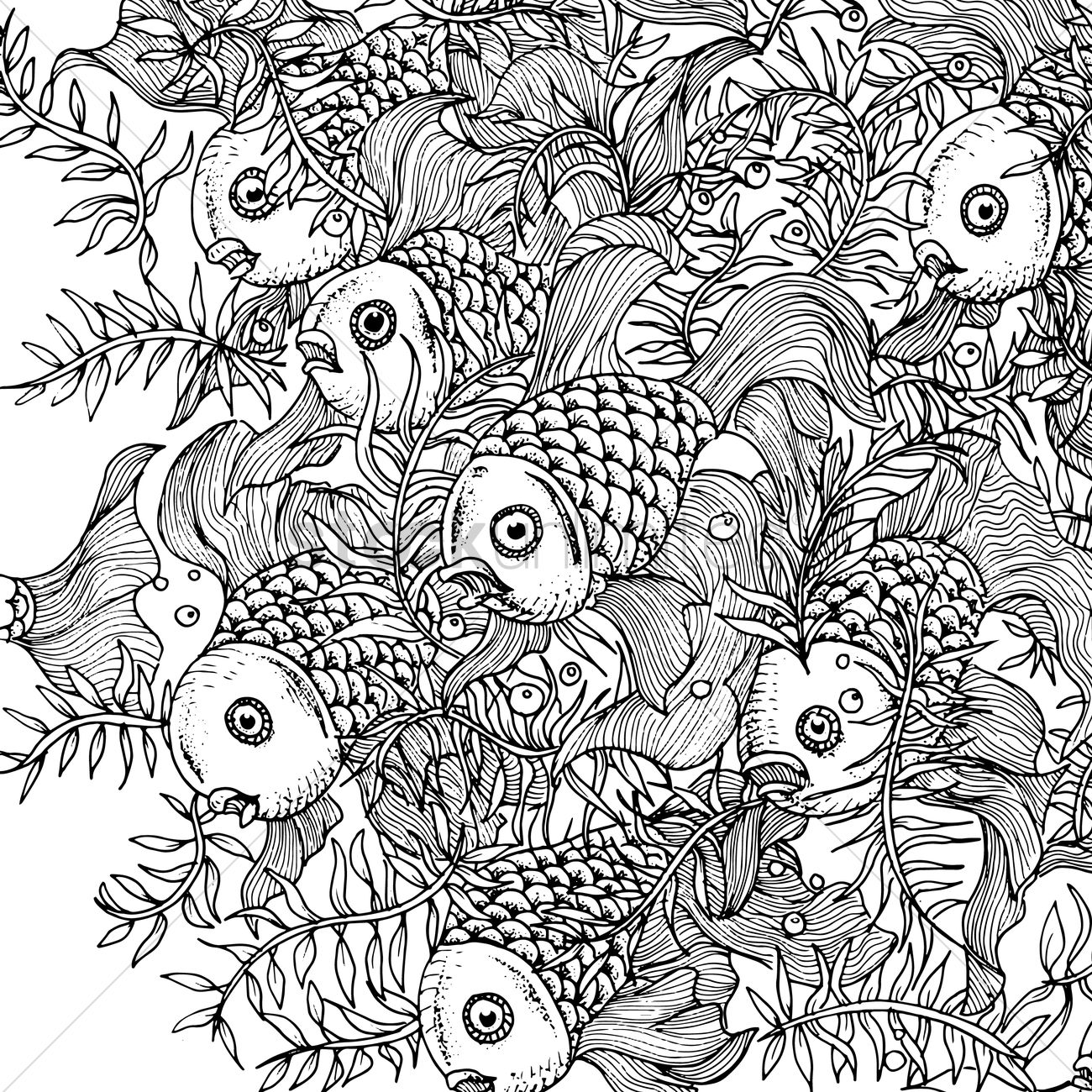 Unique Fish Pattern Design Vector Image 1300x1300 Unique Fish Pattern Design Vector Image