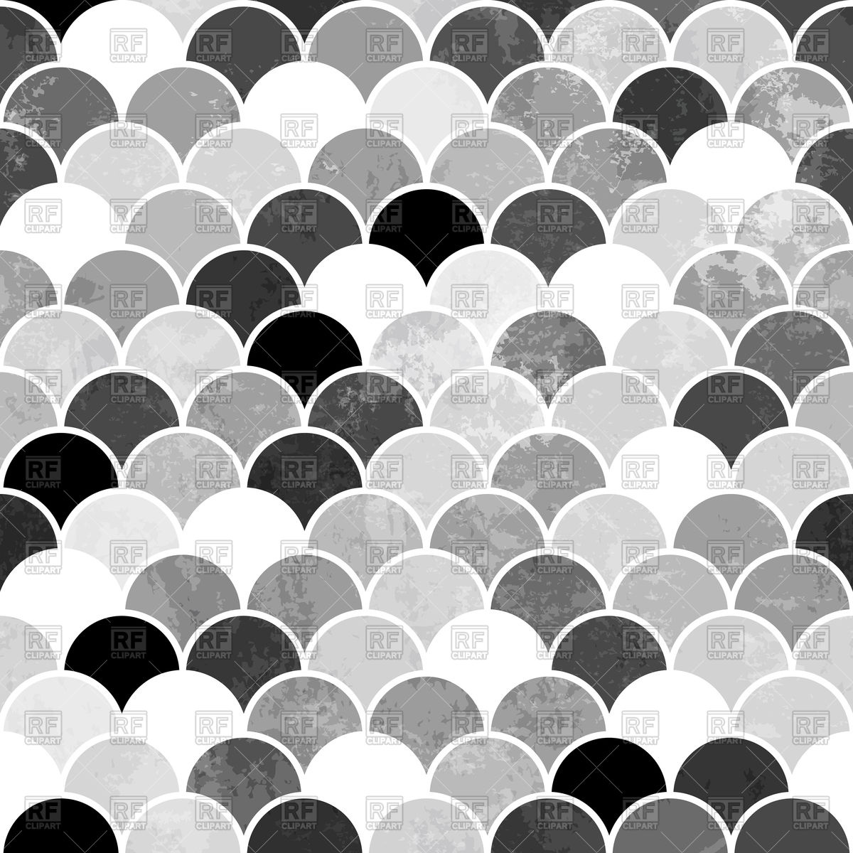 1200x1200 Fish Scales Monochrome Seamless Pattern Vector Image