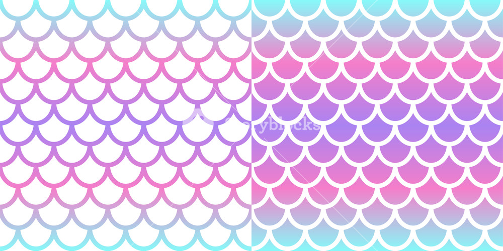 1000x500 Mermaid Seamless Pattern Set Pink And Blue Holographic Mermaid