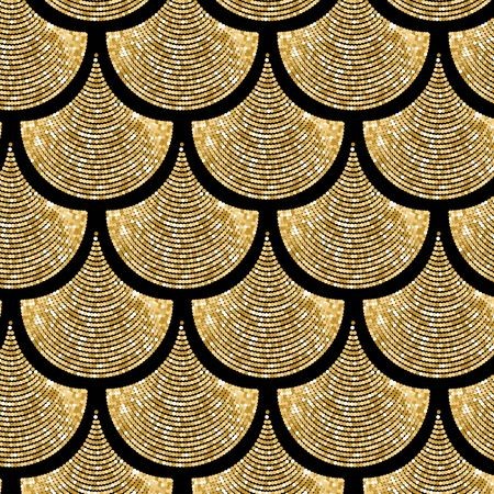 450x450 Gold Fish Scale Vector Pattern Background With Glitter Effect