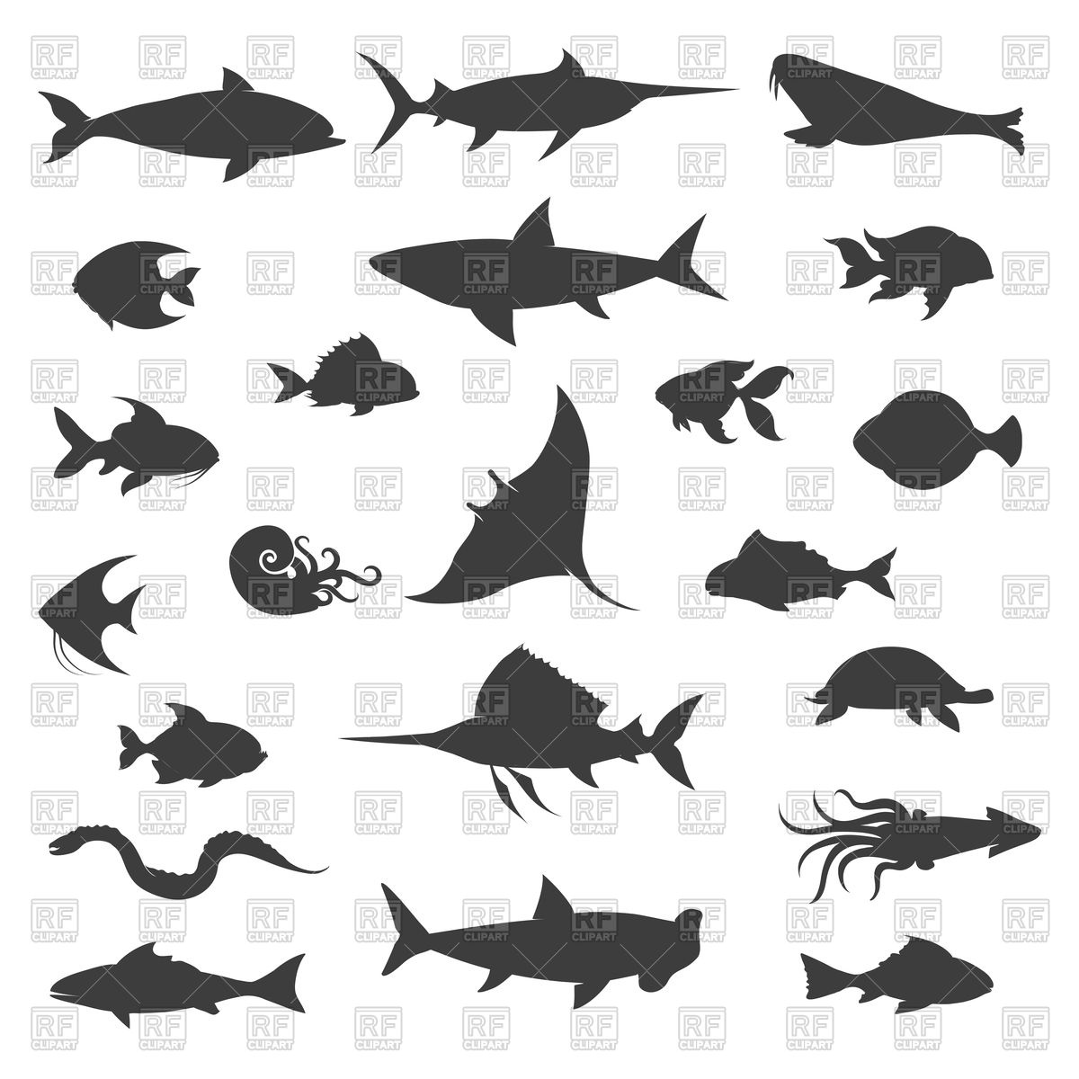 1200x1200 Fish Silhouettes Vector Image Of Signs, Symbols, Maps Vectortatu