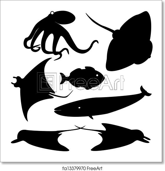 561x581 Free Art Print Of Fish Silhouettes Vector Set Set Of Fish