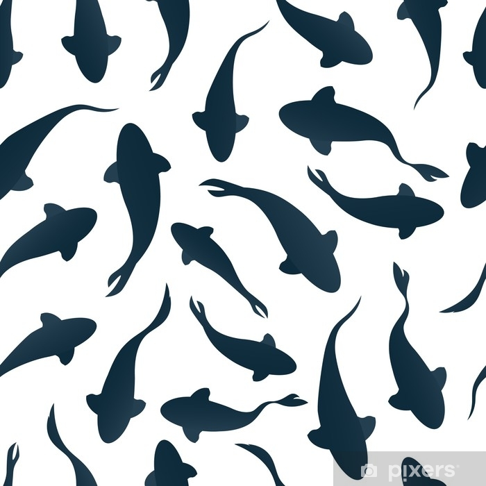 700x700 Seamless Pattern With Fish Silhouette Swimming On Light Background