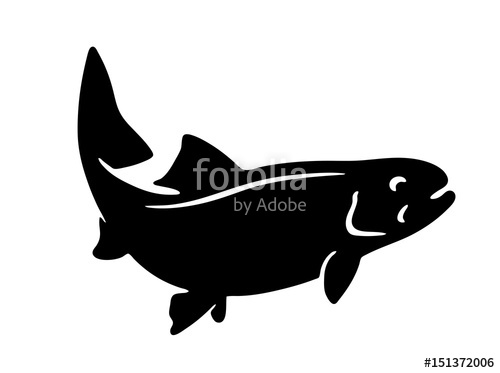 500x373 Simple Vector Fish Silhouette Trout Stock Image And Royalty Free
