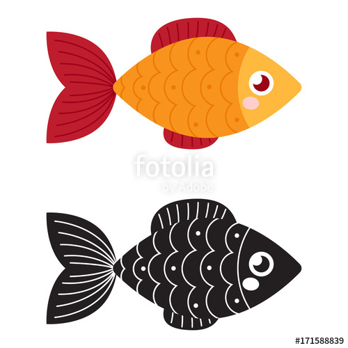 500x500 Vector Fish Silhouette Illustration Colorful Cartoon Flat