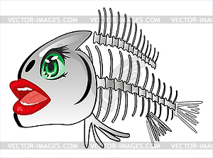300x222 Fish Skeleton With Eye And Lip Cartoon