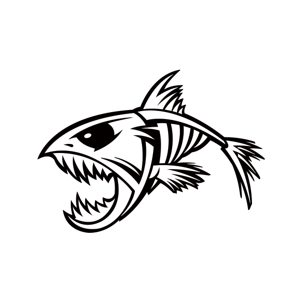 600x600 Black And White Stock Fish Skeleton Png Files, Free Clip Art