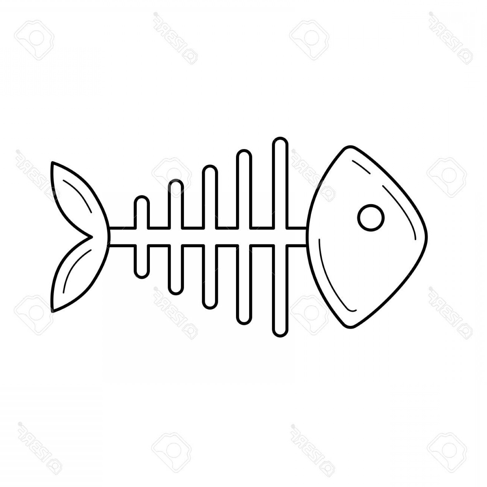1560x1560 Photostock Vector Rotten Fish Skeleton With Bones Vector Line Icon