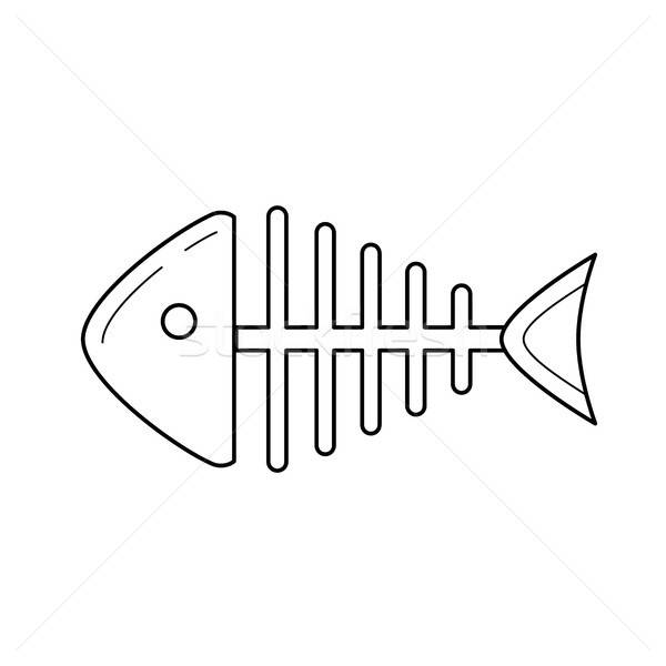 600x600 Rotten Fish Skeleton Vector Line Icon Vector Illustration