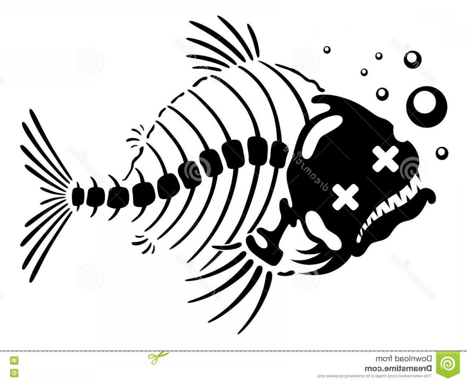 1560x1278 Stock Illustration Dead Fish Funny Vector Skeleton Bubbles Image
