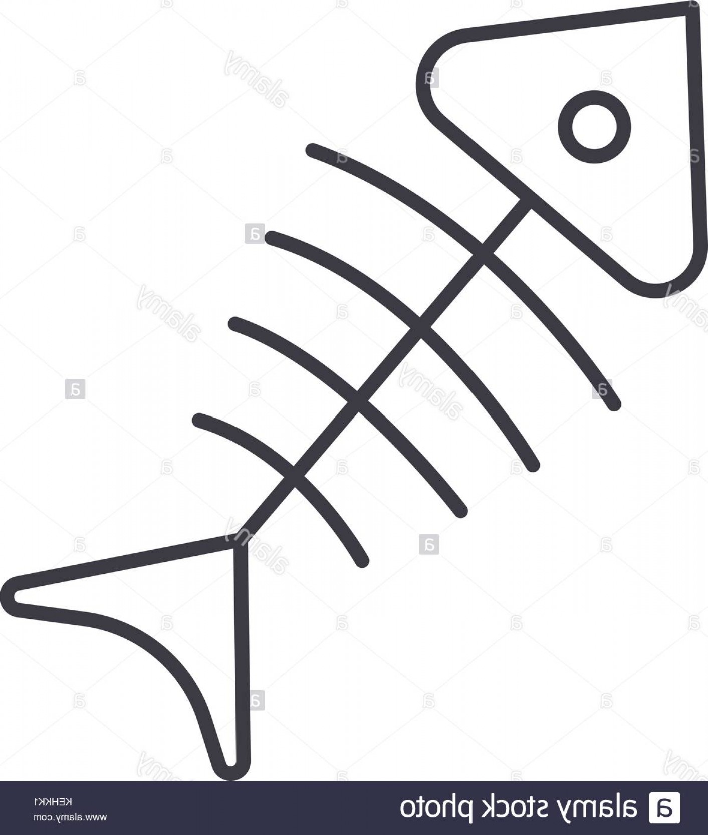 1413x1668 Stock Image Fish Skeleton Vector Line Icon Sign Illustration