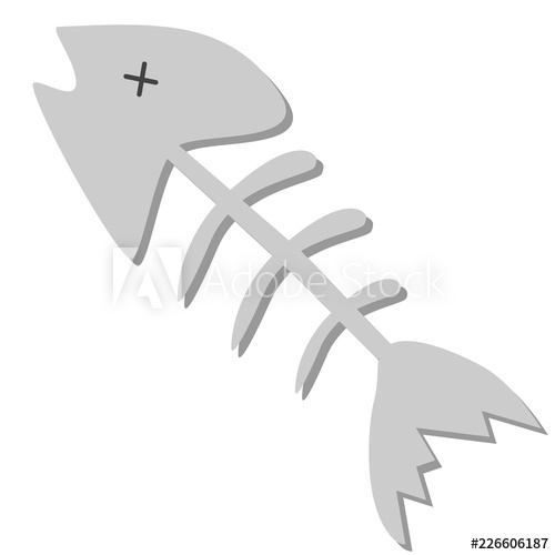 500x500 Cartoon And Funny Character Fish Skeleton Vector Illustration