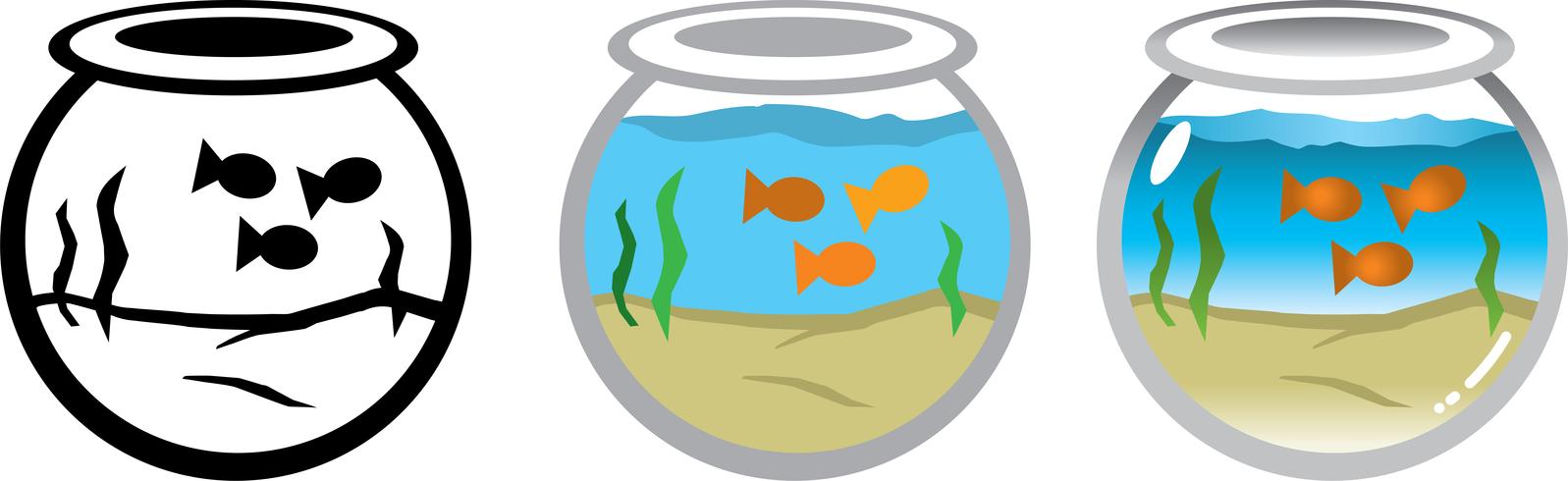 Vector Illustration Of Goldfish In A Round Fish Tank 1597x490 Vector Illustration Of Goldfish In A Round Fish Tank