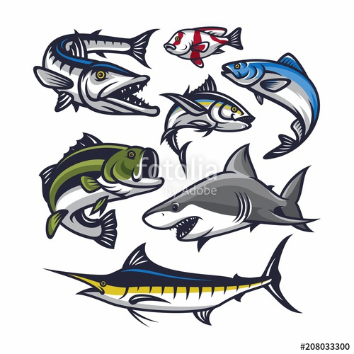 500x500 Fish Vector Mascot Icon Illustration Stock Image And Royalty
