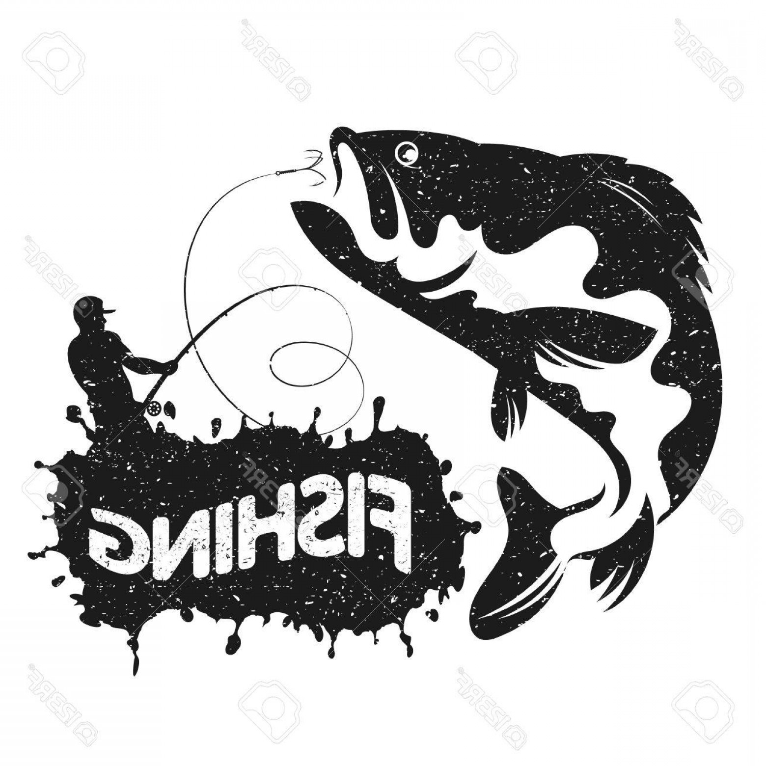 1560x1560 Photostock Vector Fisherman With Boat Fishing Vector Silhouette