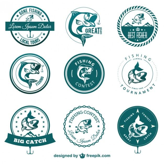 626x626 Fishing Contest Badges Free Vector Fishing Logos Fish Logo