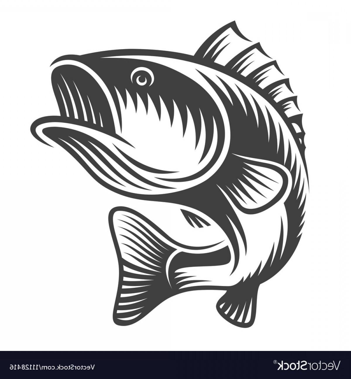 Monochrome Fish Bass Logo Vector Soidergi 1200x1296 Monochrome Fish Bass Logo Vector Soidergi