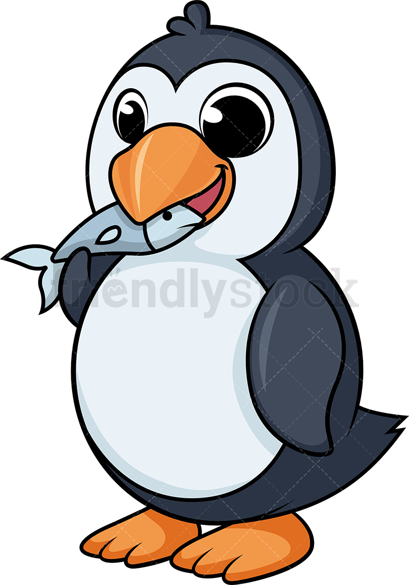 Penguin Eating Fish Cartoon Clipart Vector 810x1160 Penguin Eating Fish Cartoon Clipart Vector