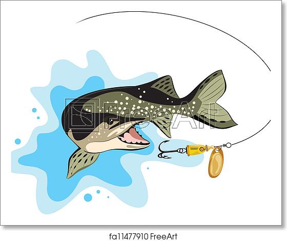 560x470 Free Art Print Of Pike And Lure Fishing, Vector Pike And Lure