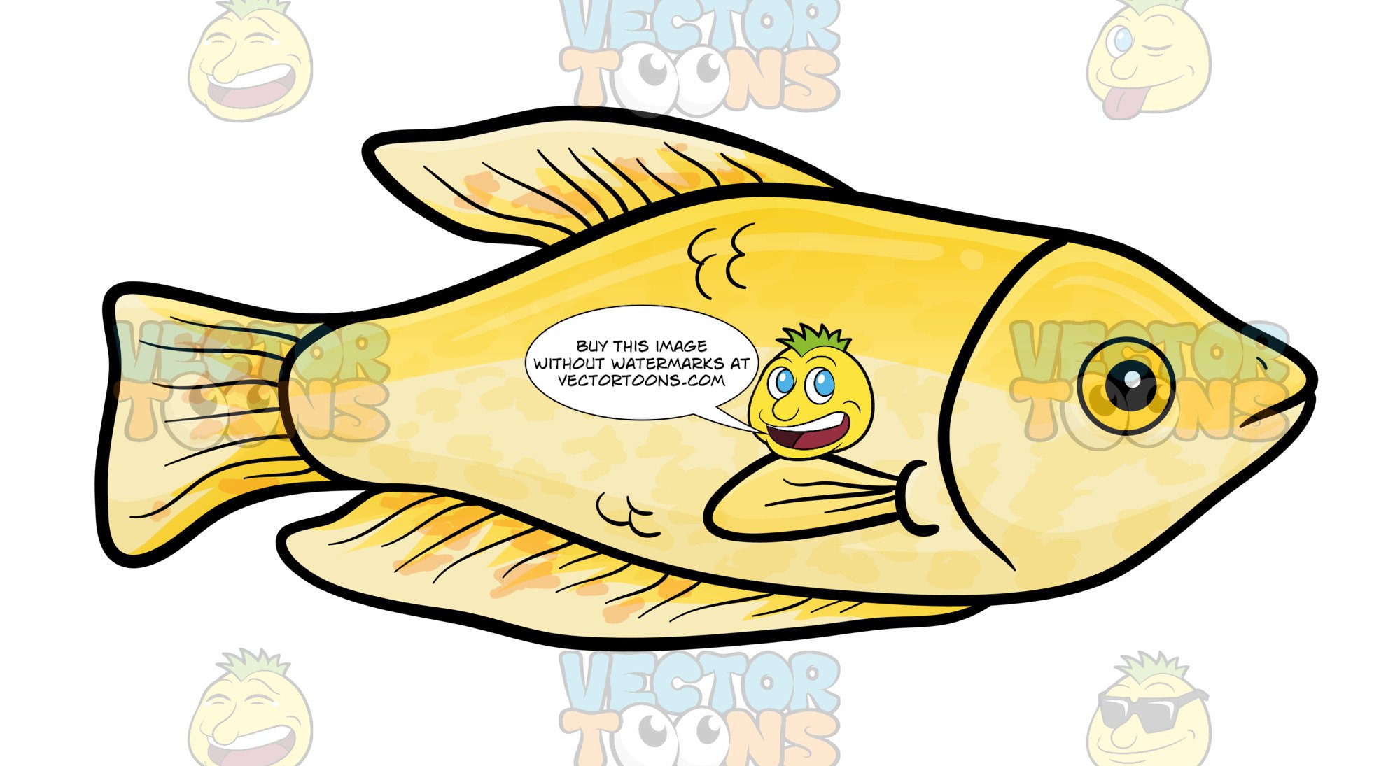 2000x1095 Light Yellow Fish Clipart Cartoons