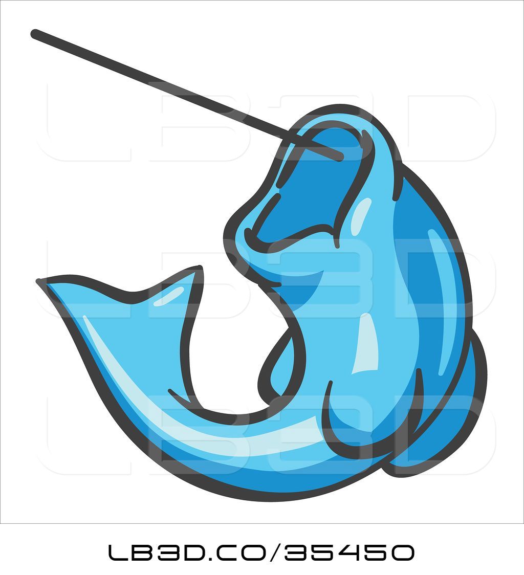 1024x1124 Vector Illustration Of Light Blue Fish Jumping Up And Biting