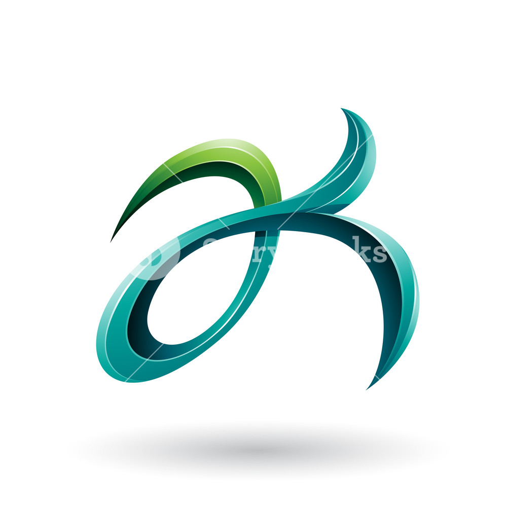 1000x1000 Vector Illustration Of Light And Dark Green Curly Fish Tail Like