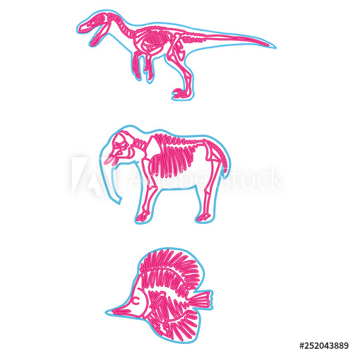 500x500 Velociraptor, Elephant, Fish Vector Light Neon Skeleton