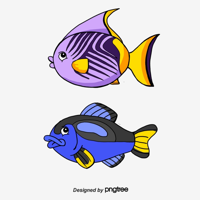 640x640 Cartoon Blue Fish Vector, Cartoon Vector, Blue Vector, Fish Vector