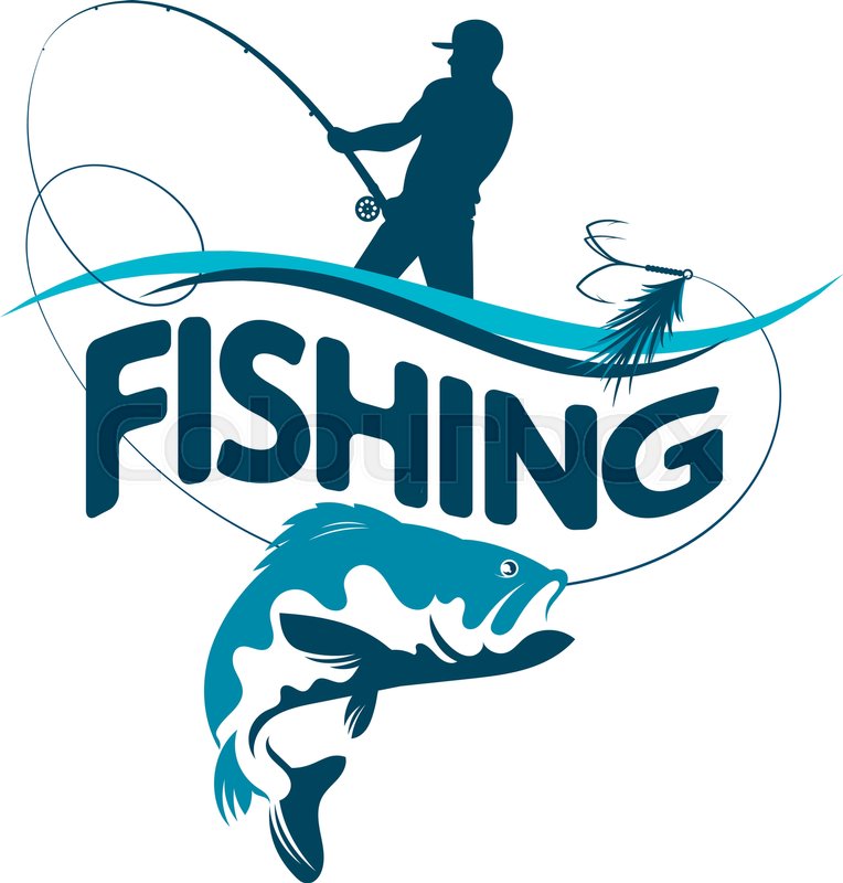 764x800 Fisherman With A Fishing Rod Pulls A Stock Vector Colourbox