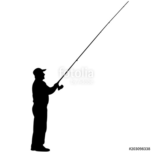 500x500 Fishing Silhouette, Man Fishing Clipart, Fisherman Vector