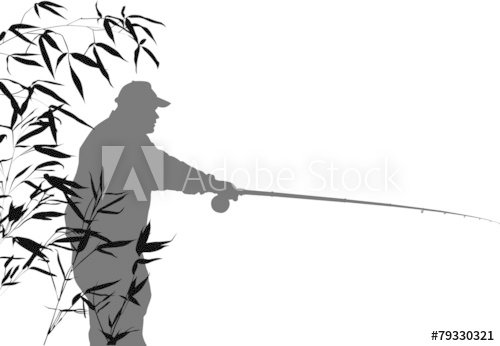 500x346 Fisherman Silhouette In Bamboo Isolated On White